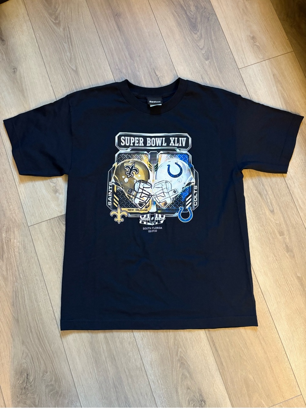 Reebok Black Super Bowl XLIV Saints vs Colts Graphic Tee